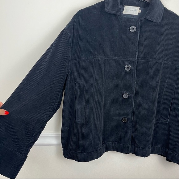 Charlie Joe Black Lexus Ribbed Corduroy Chore Jacket 100% Cotton Boxy M - Picture 4 of 12